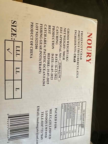 Photo of free Frozen crabs (North Pole Road W10) #2