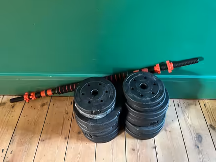 Photo of free Barbell and weights (RH12) #1