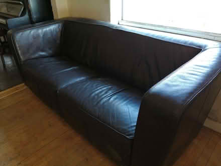 Photo of free Large leather sofa (Wicklewood NR18) #1