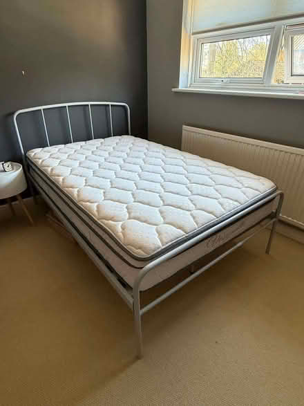 Photo of free Small Double bed, metal frame and mattress (Purley on Thames RG8) #2