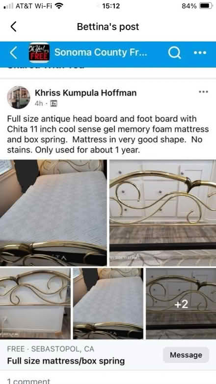 Photo of free Full size bed frame (NW Santa Rosa nr. Finley Ctr.) #4