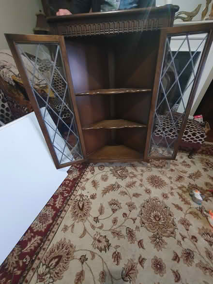 Photo of free Dark wood corner display unit (Ashbourne DE6) #1