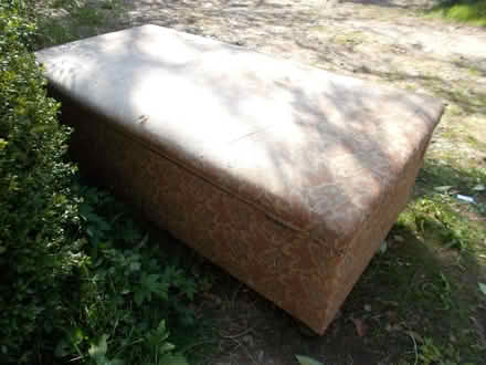 Photo of free 1920s wooden and fabric ottoman / blanket chest (Ingworth NR11) #4