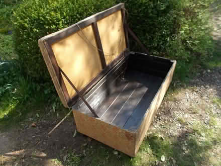 Photo of free 1920s wooden and fabric ottoman / blanket chest (Ingworth NR11) #1