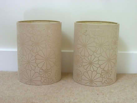 Photo of free Pair of Taupe Flocked Lampshades (East Lavant PO19) #2