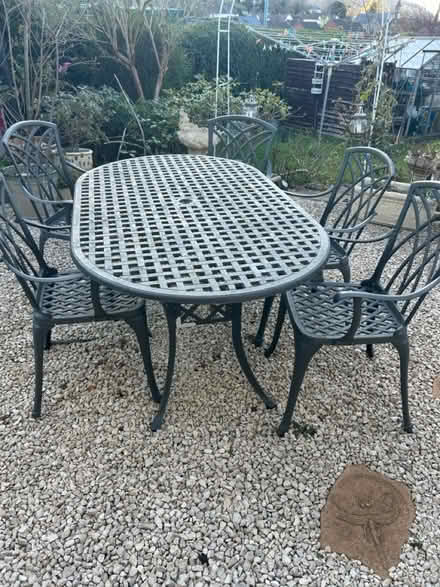 Photo of free Heavy metal table and chairs (Dursley) #1