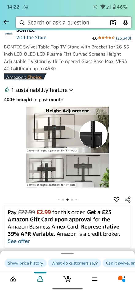 Photo of free Swivel Table Top TV Stand 26-55in (Newhall CM17) #1