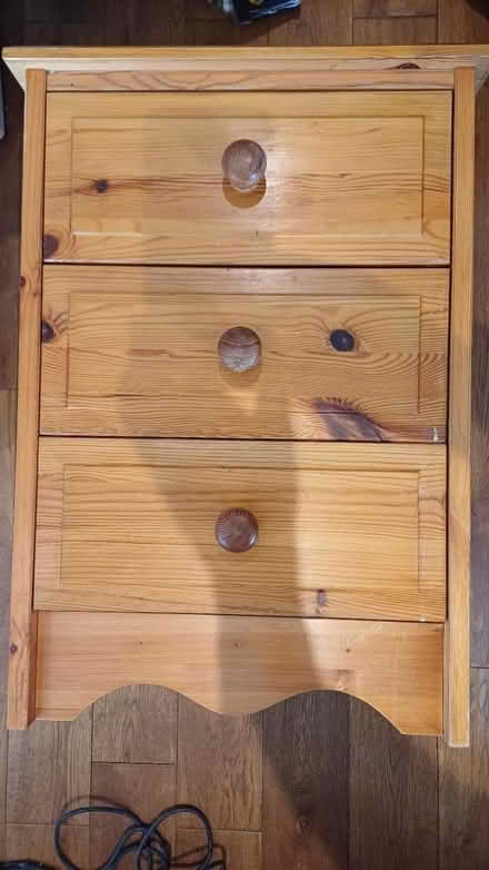 Photo of free Bedside table - three drawers (Brailsford DE6) #1