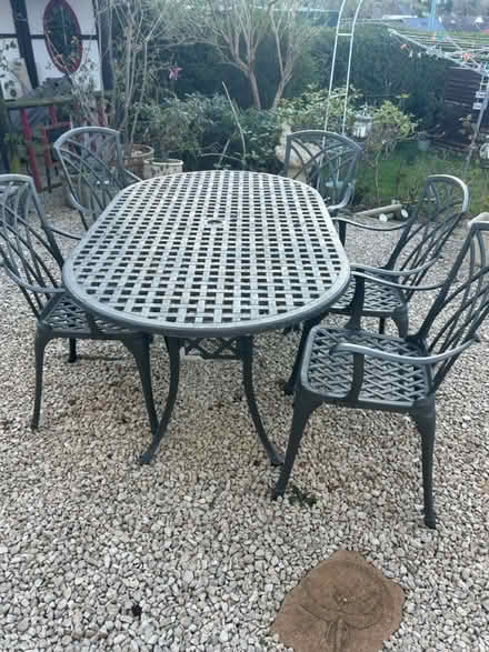 Photo of free Heavy metal table and chairs (Dursley) #2