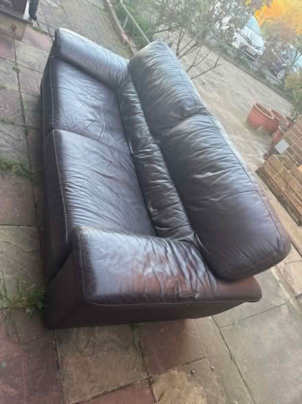 Photo of free Real Leather Sofa. 4 & 3 Seater (E6. Beckton) #2