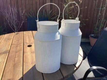 Photo of free 2 decorative milk churns type pots (Llandudno LL30) #2