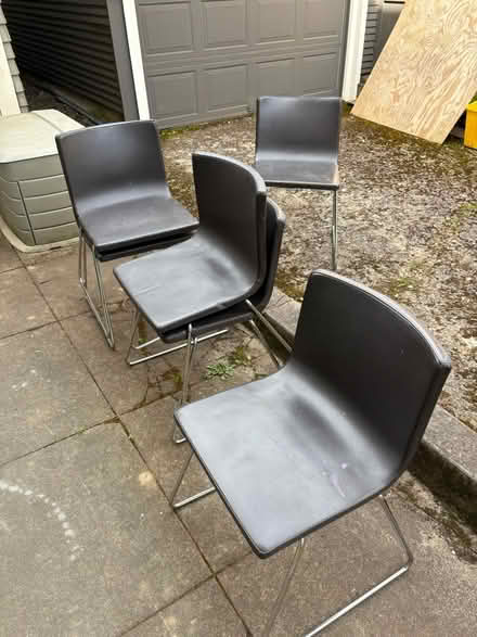 Photo of free 6 leather black IKEA chairs (Lower Irvington- NE Portland) #1