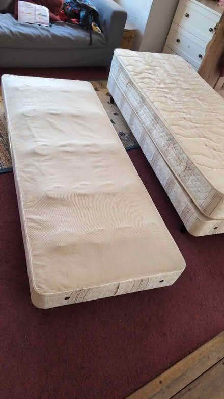 Photo of free 2 single bed frames and 1 mattress (GL1) #1