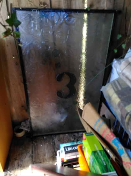 Photo of free Glass panel with green number 3 (Warton LA5) #1