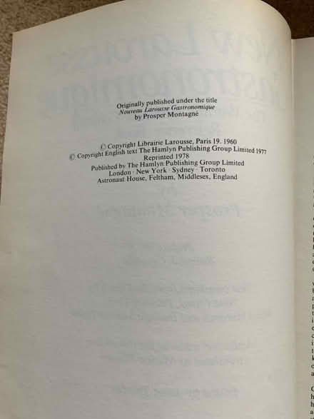 Photo of free Larousse Gastronomique cookery book (Gobowen SY10) #3