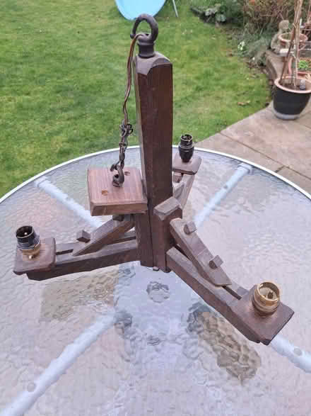 Photo of free Wooden wall lamps and chandelier (Weybridge) #1