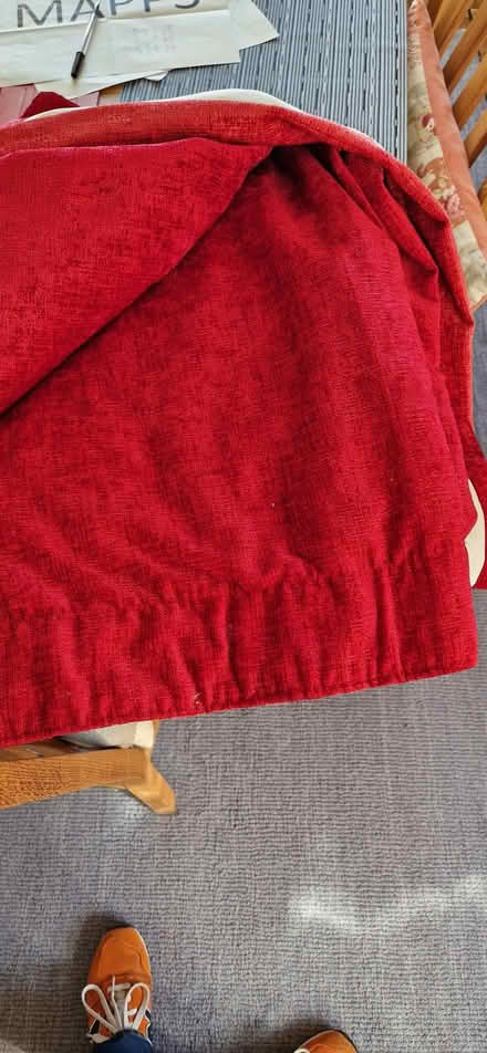 Photo of free Pair of red, lined, velvet style curtains (Walkley S10) #2
