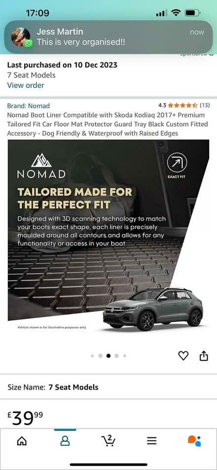 Photo of free Boot liner Skoda kodiaq+ (SW11) #3