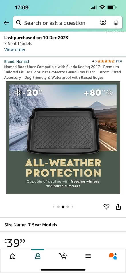Photo of free Boot liner Skoda kodiaq+ (SW11) #4