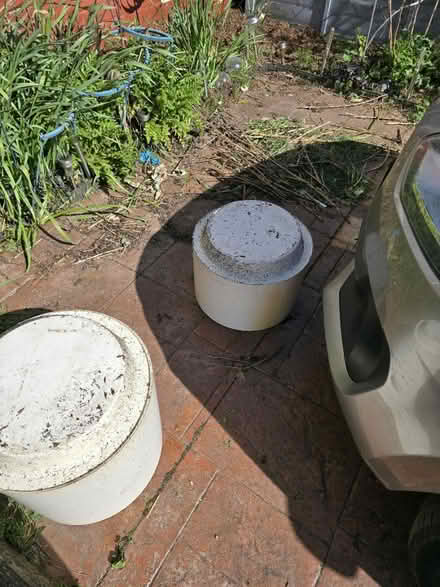 Photo of free 2 white plastic plant pots (Johnstone) #1