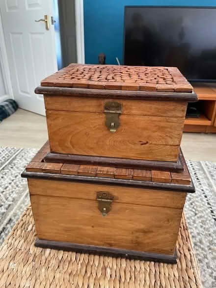 Photo of free Set of 2 matching wooden boxes (New Greens AL3) #1
