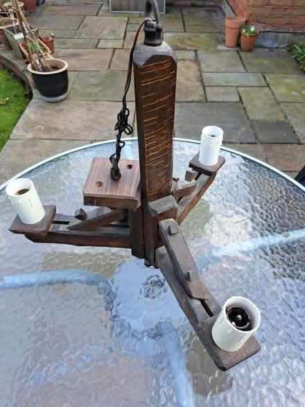 Photo of free Wooden wall lamps and chandelier (Weybridge) #4