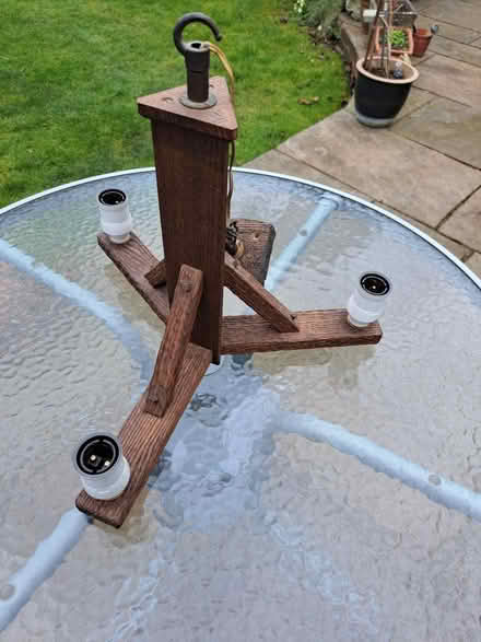 Photo of free Wooden wall lamps and chandelier (Weybridge) #2