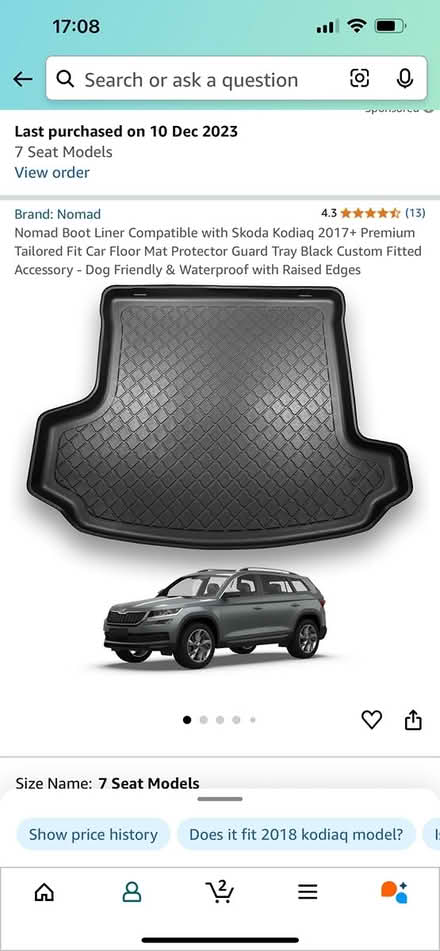 Photo of free Boot liner Skoda kodiaq+ (SW11) #1