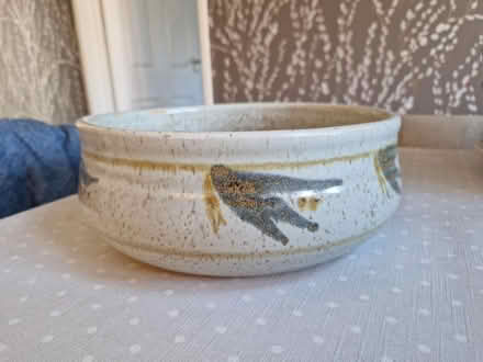 Photo of free Large shallow glazed pottery bowl (Jersey Farm AL4) #1