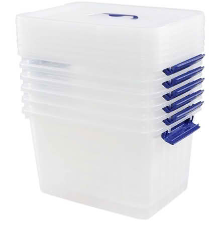 Photo of free 6 clear plastic storage boxes (Battersea, SW11) #1