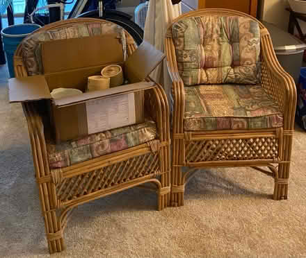 Photo of free Wicker chairs with cushions (Sligo Ave, Silver Spring) #1