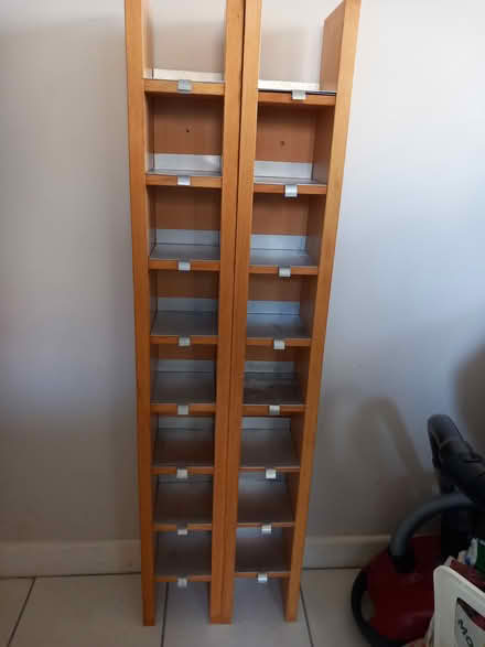 Photo of free 2 x Habitat wood & metal CD shelves (Bournemouth BH9) #1