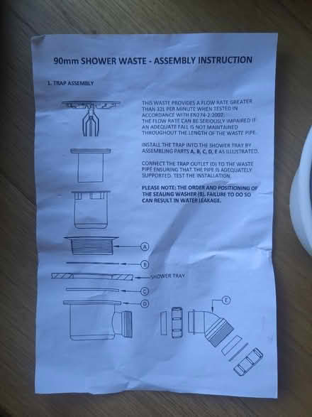 Photo of free Fast flow shower waste (Weston Park) #3