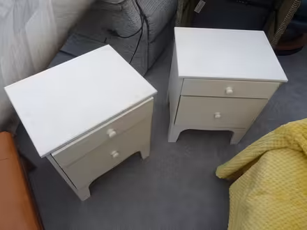 Photo of free 2x white wood bedside cabinets (GU21 8UF) #1