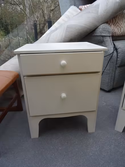 Photo of free 2x white wood bedside cabinets (GU21 8UF) #2