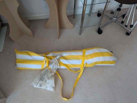 Photo of free Garden Gazebo - Yellow and white stripes (Harlaxton NG32) #1