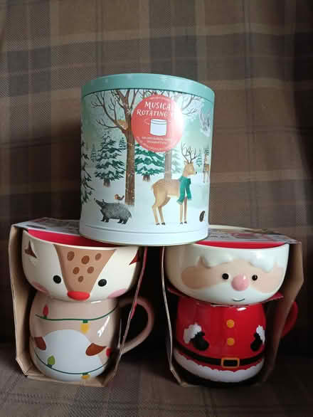 Photo of free Christmas-themed Mug and Bowl Sets and a Musical Biscuit Tin (South Gosforth NE3) #1