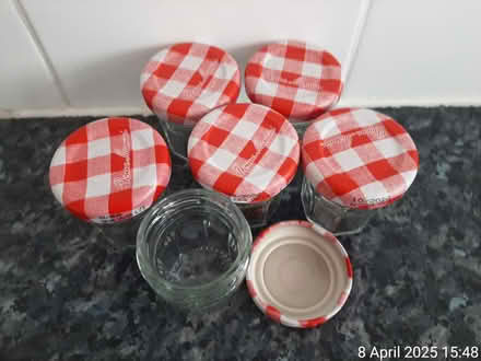 Photo of free 6 tiny jam jars (30ml volume each) (Edgwarebury Lane) #2