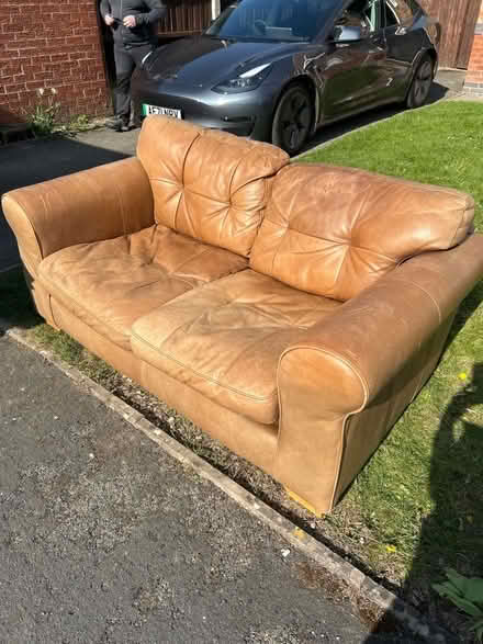 Photo of free Leather two seater sofa (Herongate SY1) #2