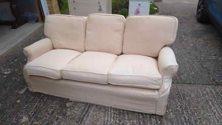 Photo of free Sofa, armchair and pouffe (Great Shelford CB22) #1