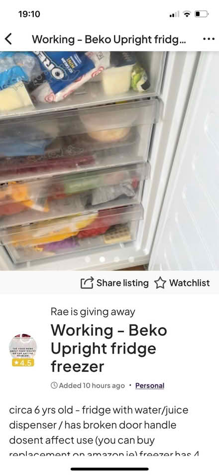 Photo of free Beko fridge freezer fully working (Arleston DE24) #3