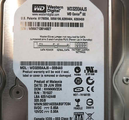 Photo of free 320GB 3.5" hard drive (Llandrindod LD1) #1