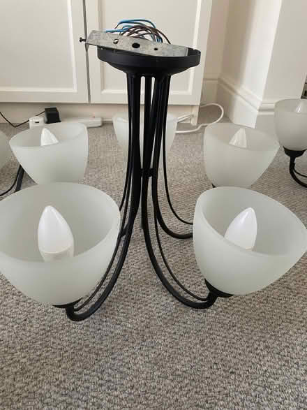 Photo of free 2 x 5 bulb glass chandeliers, 3 wall lamps (Fulham Palace Rd SW6) #1