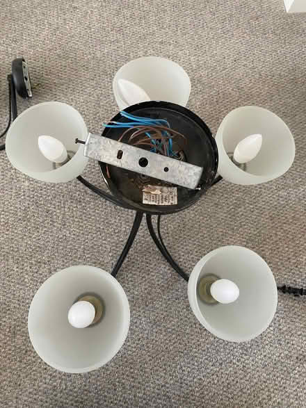 Photo of free 2 x 5 bulb glass chandeliers, 3 wall lamps (Fulham Palace Rd SW6) #2