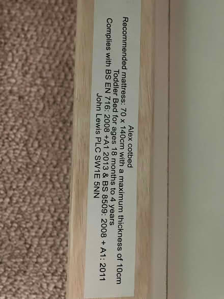 Photo of free John Lewis toddler bed (N4 Finsbury Park Road) #3