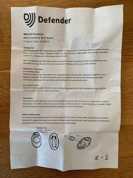 Photo of free Mini personal attack alarm (Poynton SK12) #4