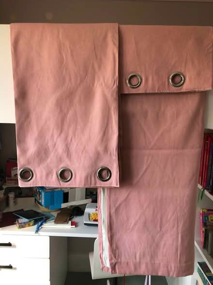 Photo of free Long pink eyelet curtains (Chatham, ME4) #1