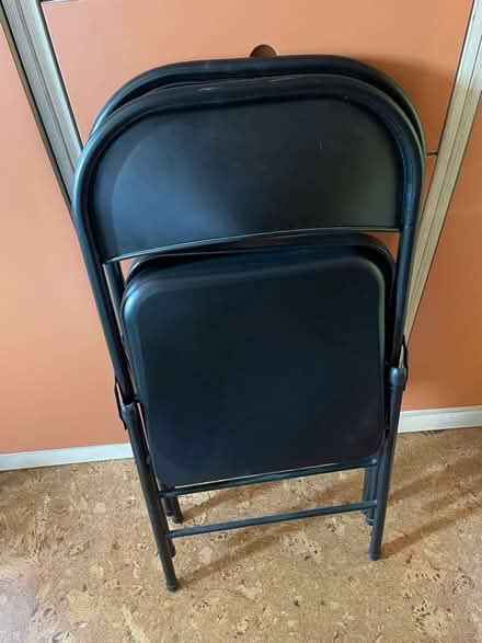 Photo of free 2 black metal folding chairs (Ruskin Park SE5) #1