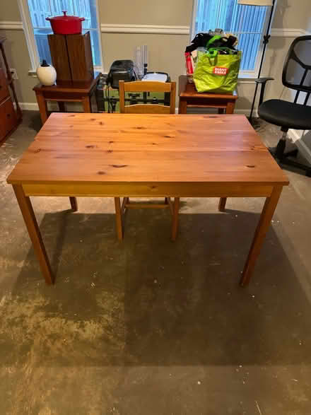 Photo of free Small wood table and chair (Frederick) #1
