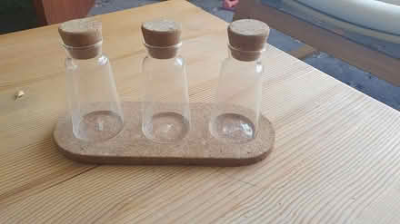 Photo of free 3x Glass bottles w cork base/lids (Kingswood/Hanham) #1
